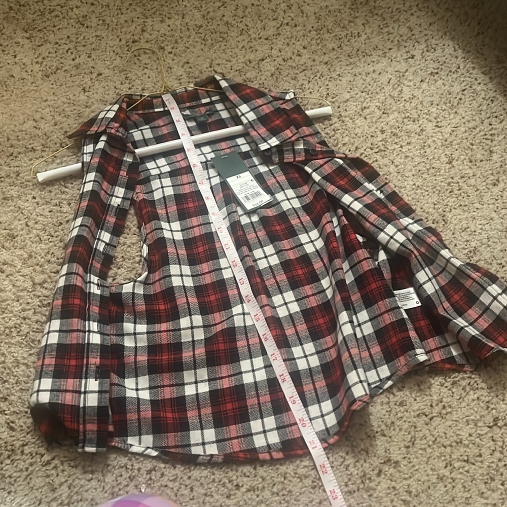 wild fable red and black plaid button up sleeveless vest - Picture 5 of 6